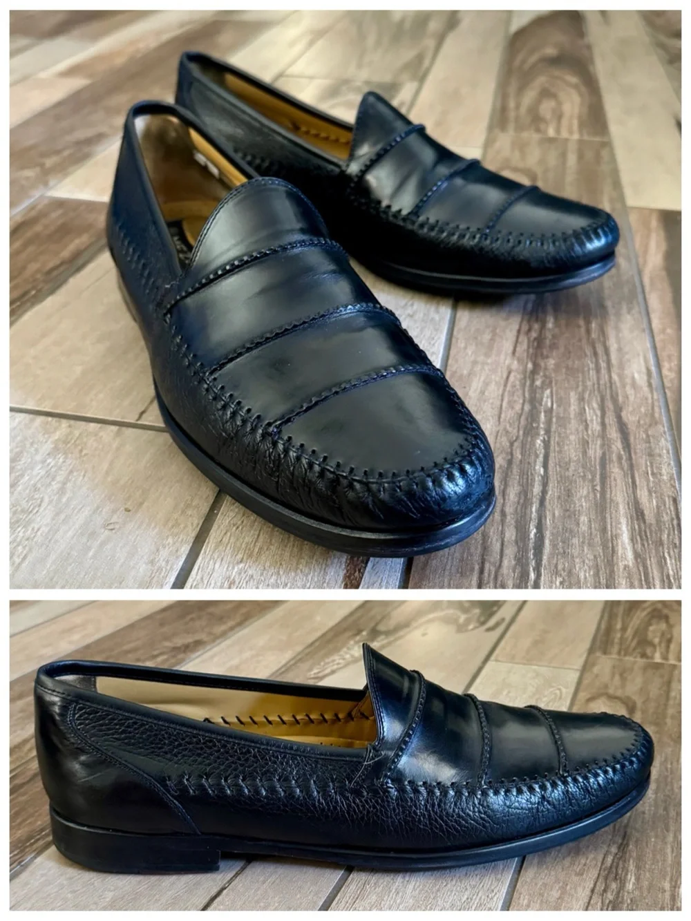 Mezlan SPYDER Black Leather Loafers, Luxury Slip-On Dress / Driving Moc sz. 12